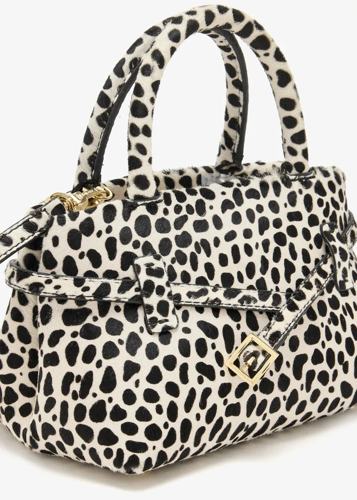 Dalmatian Print Furry Mini Handheld Crossbody Bag