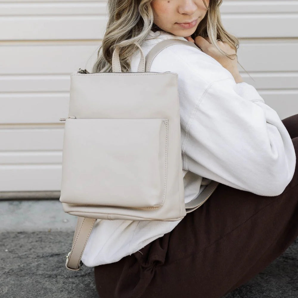Minimalist Soft Faux Leather Mini Backpack