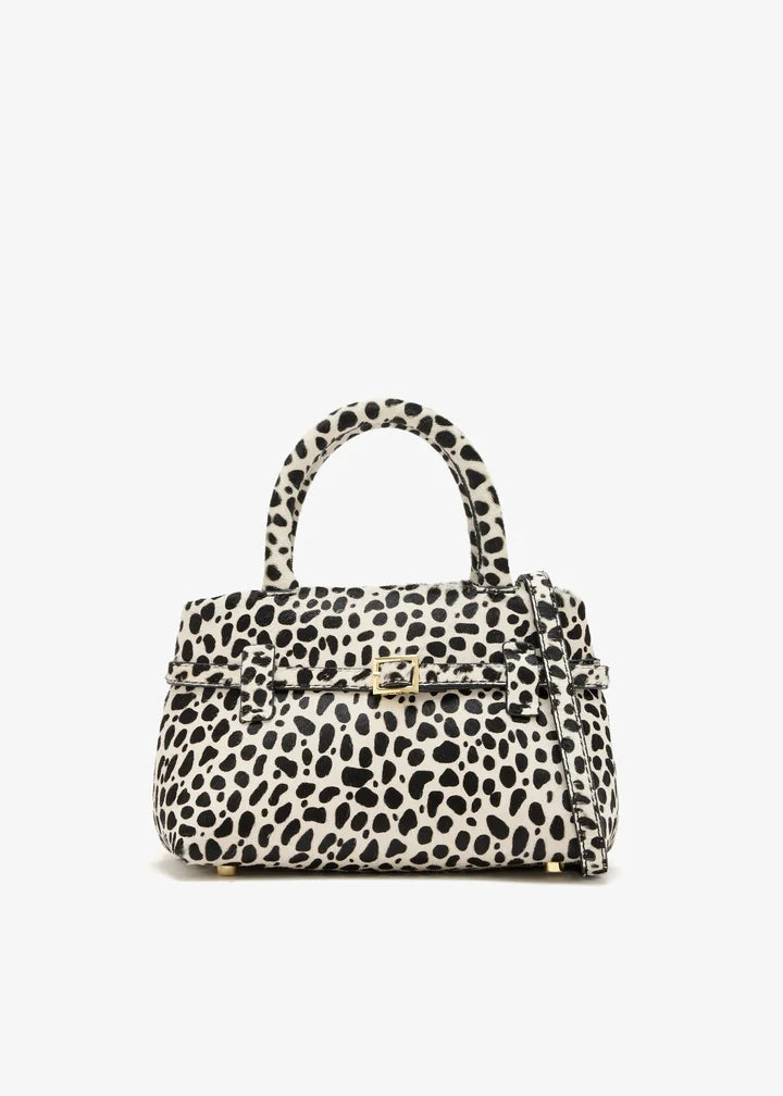 Dalmatian Print Furry Mini Handheld Crossbody Bag