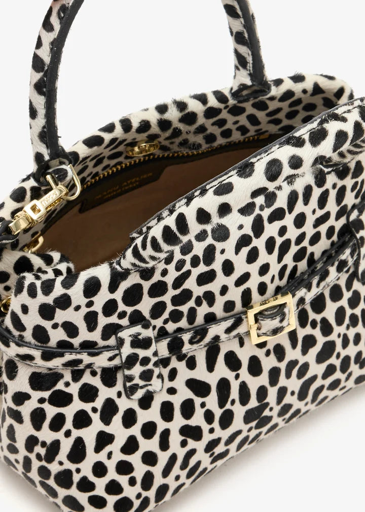 Dalmatian Print Furry Mini Handheld Crossbody Bag